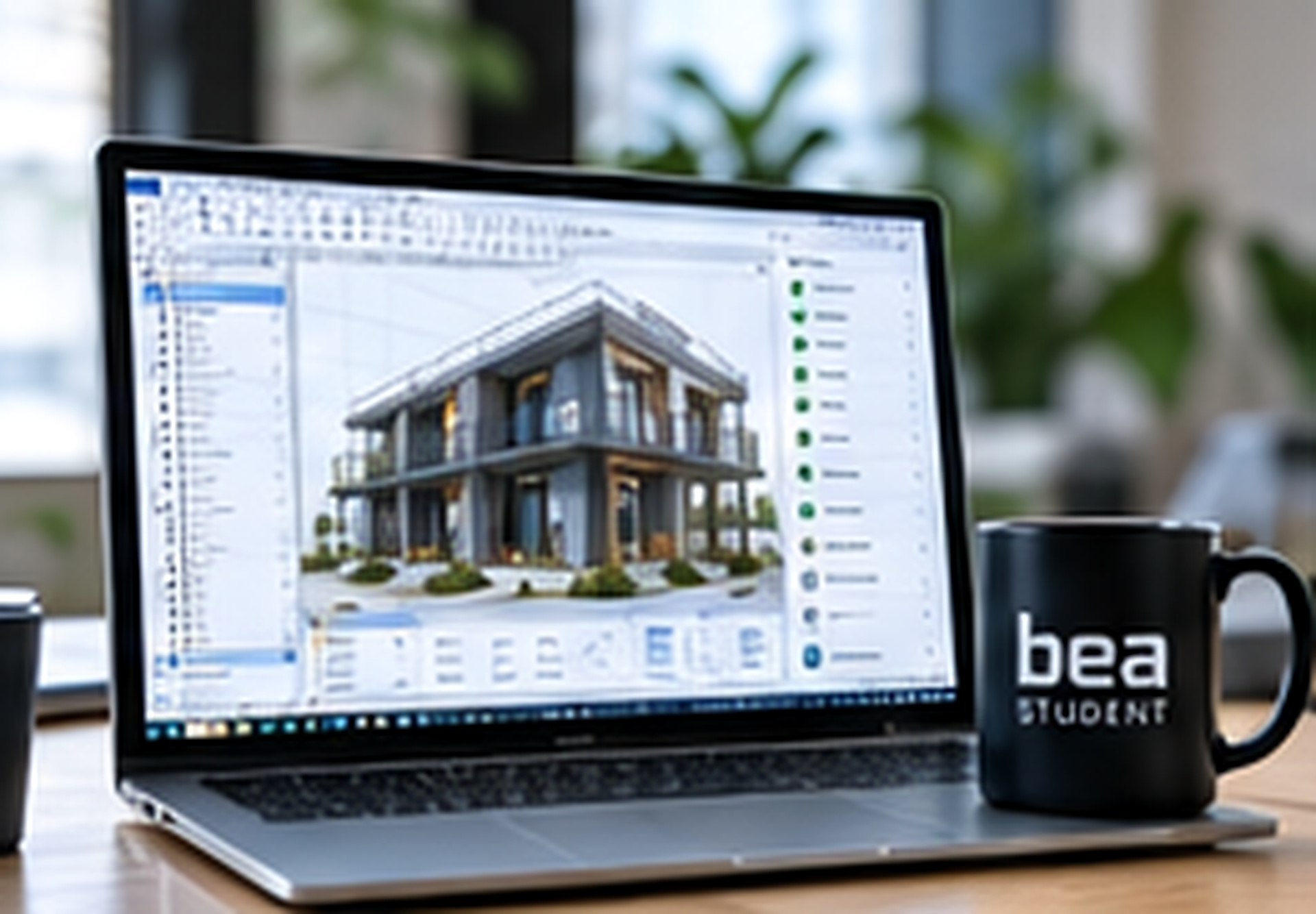 BIM-arbejdsplads med digital model