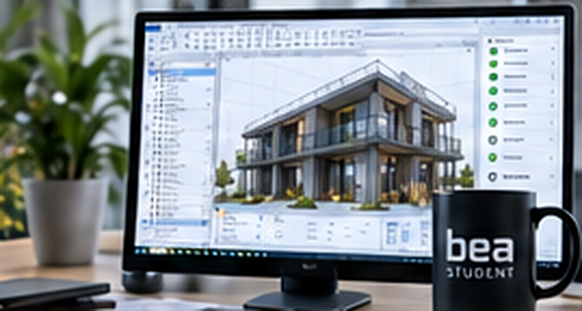 BIM-monitor med projektmodel