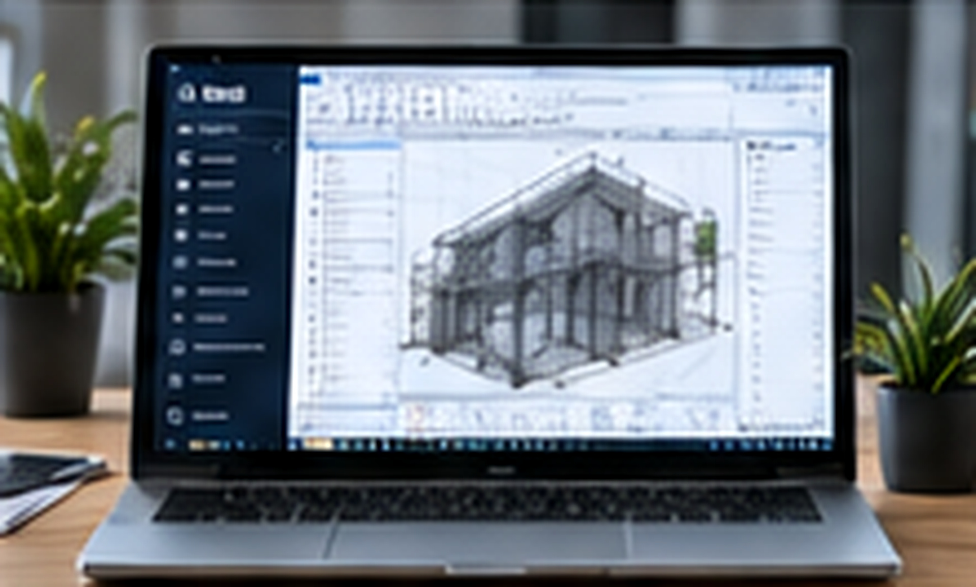 Værktøjer på laptop med projektmodel